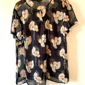 Ann Taylor Flower Black Blouse